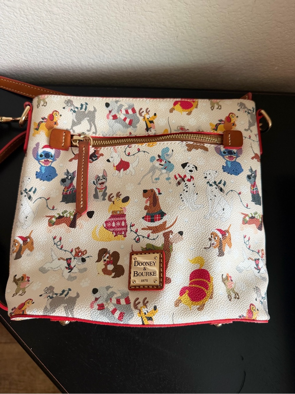 Dooney & Bourke Disney Christmas Santa Tails Holiday Dog Crossbody Plaid - Picture 2 of 14